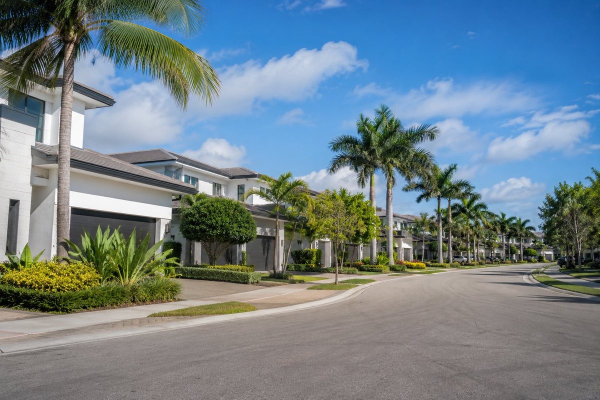 Modern residential and commercial buildings in Doral, Florida
