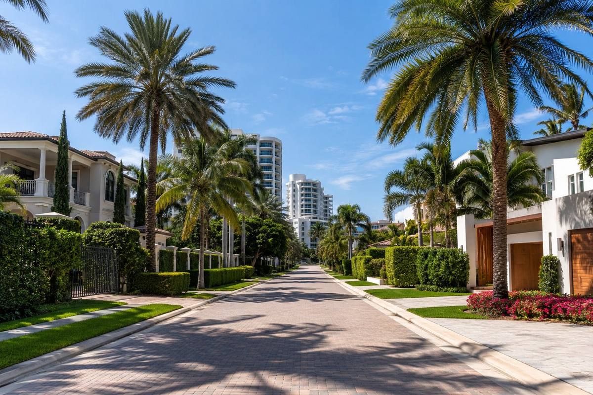 Miami Beach skyline and oceanfront condos in Florida